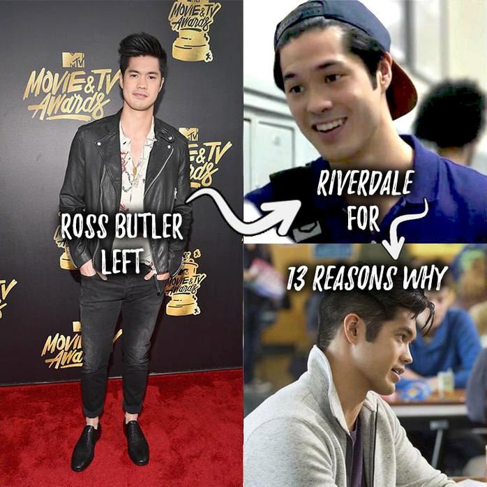 **Ross Butler left Riverdale for 13 Reasons Why**
When the Netflix show got picked up for a second season, Ross had to say goodbye to his character, Reggie. Luckily, the equally hot Charles Melton is taking over the role.