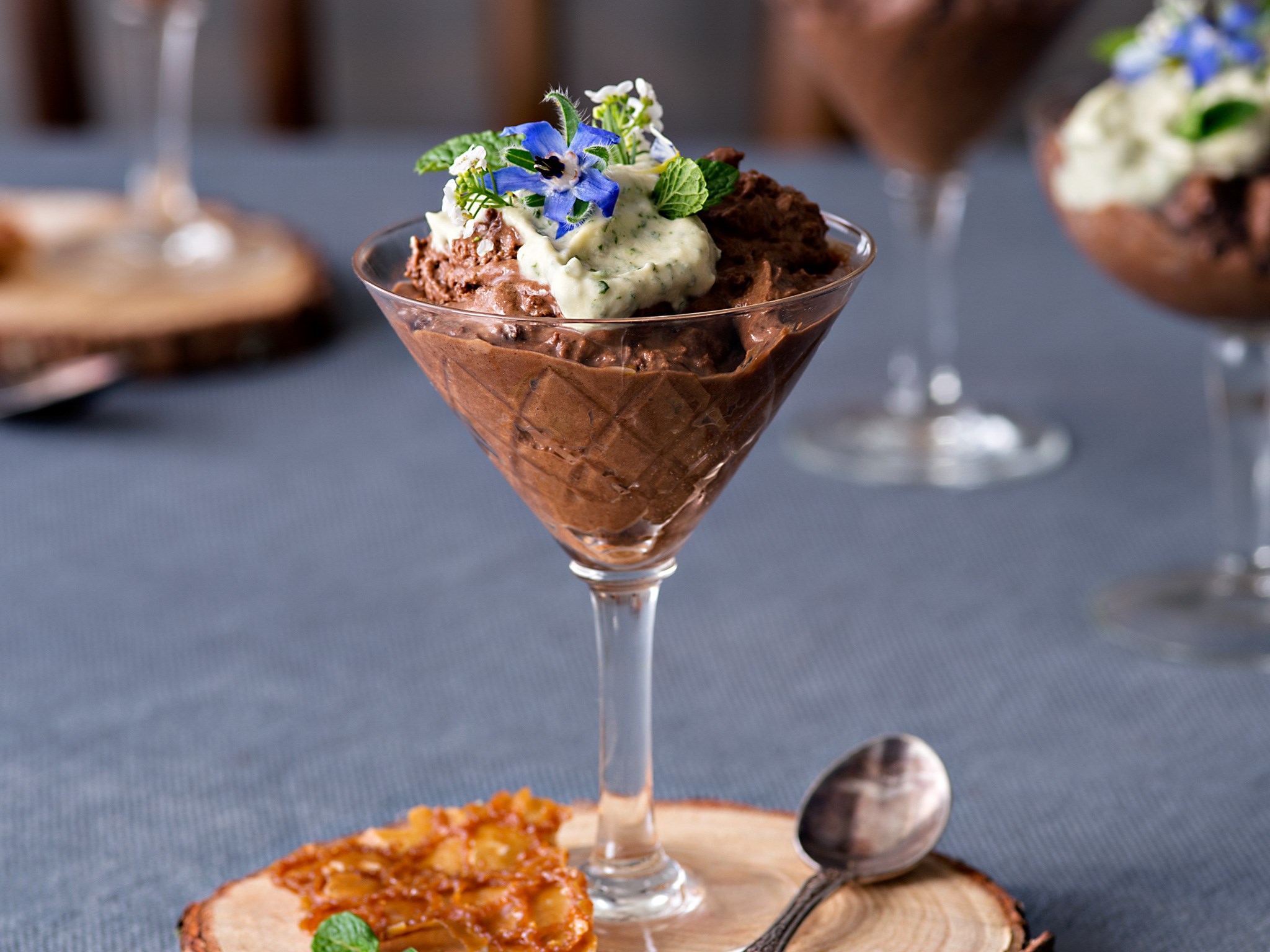 Mousse au chocolat with fresh mint cream recipe | Food To Love