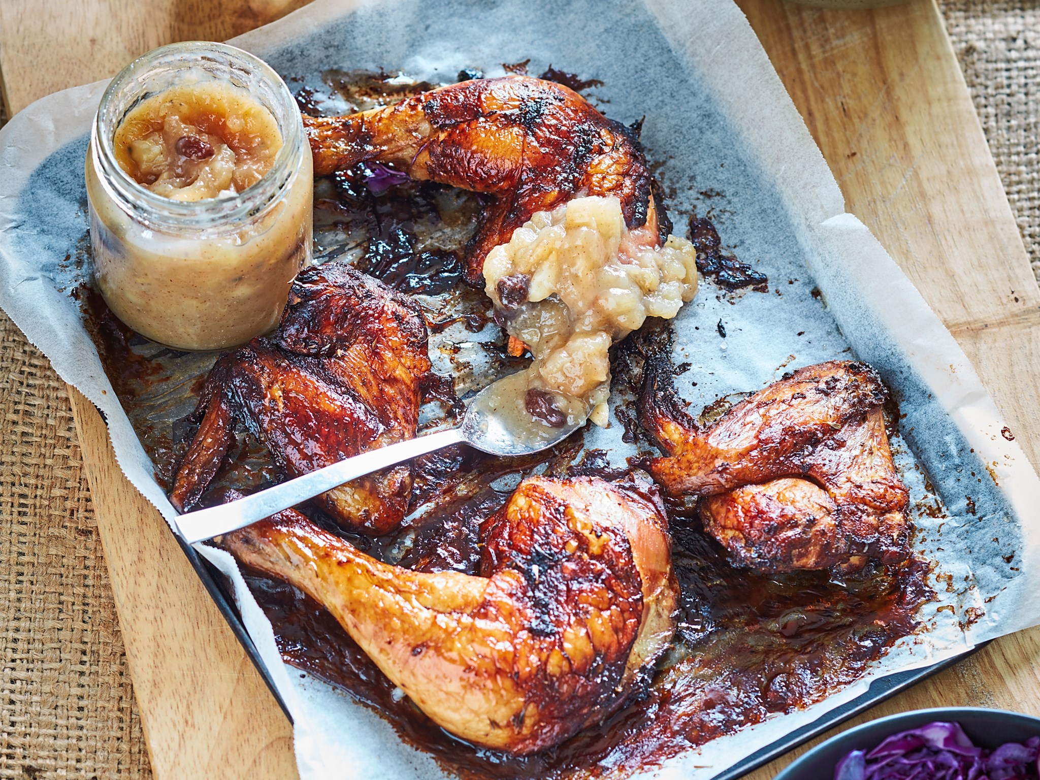 Spiced roast chicken with banana chutney recipe | Food To Love