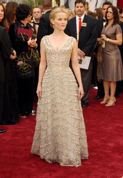 Reese Witherspoon at the 78th Academy Awards, 2006, wearing vintage Christian Dior. She won the Oscar for Best Actress for Walk The Line.