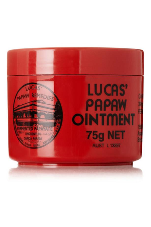 <strong>Papaw Cream</strong> <br> <br> One of our national treasures, this Queensland-grown ointment has been a cult product for over 100 years. So much more than an awesome lip balm, papaw cream can be applied to sunburn and scalding, dermatitis and rashes (include nappy rashes on children), used as an eye makeup remover, intense moisturiser, or, when mixed with a bit of powder, as a dewy highlighter or blush. <br> <br> <em>Lucas Papaw Ointment, approx. $12 from chemists and supermarkets </em>nationally