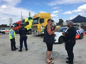 Cops and truckies catch up for cuppa