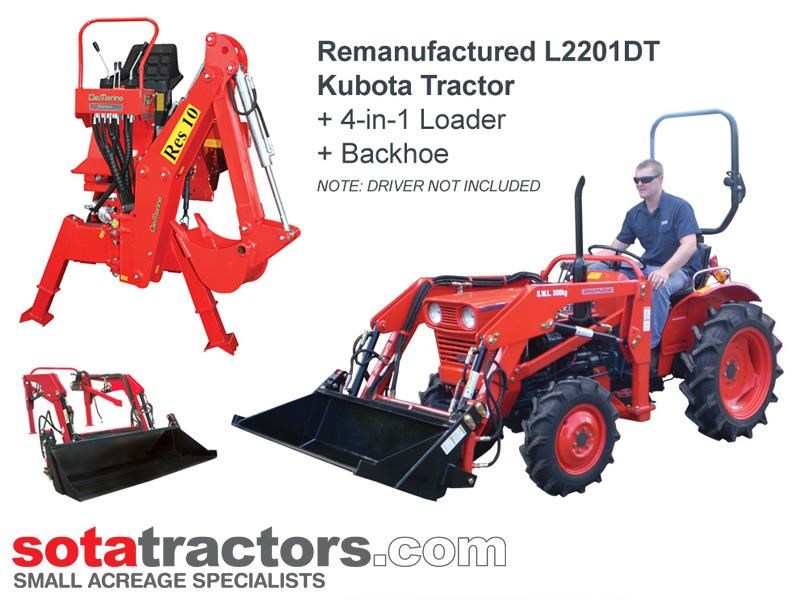 kubota l2201dt tractor + 4 in 1 loader + backhoe 644613 001