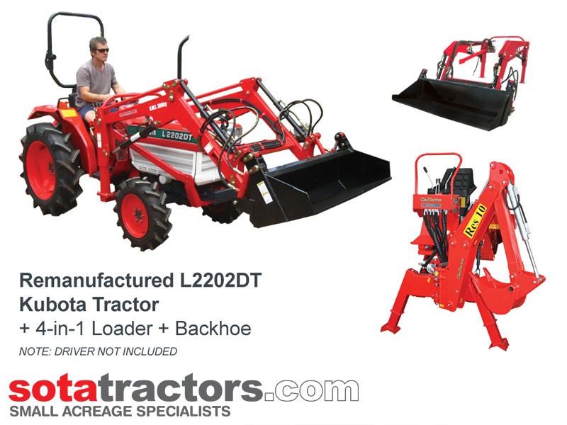 kubota l2202dt tractor + 4 in 1 loader + backhoe 644625 001