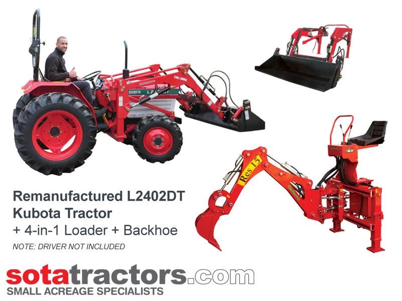 kubota l2402dt tractor + 4 in 1 loader + backhoe 646095 001