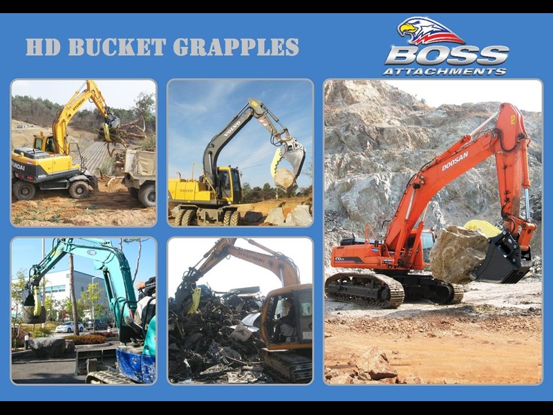 boss attachments boss 4-50 ton demolition/rock bucket grapples - in stock 447089 025
