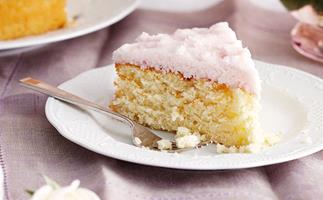 Moist coconut cake with coconut ice frosting