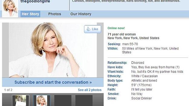 Martha Stewart takes online dating world by storm at 71