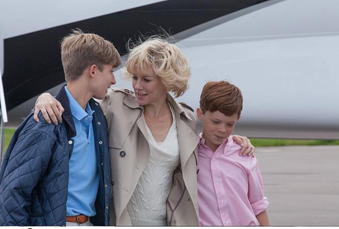 Naomi Watts as Diana with young Princes William and Harry.