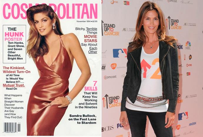 Cindy Crawford at 28 in 1994 and at 45 in 2011.