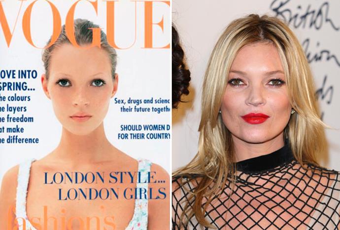 Kate Moss aged 19 in 1993 and aged 38 in 2011.