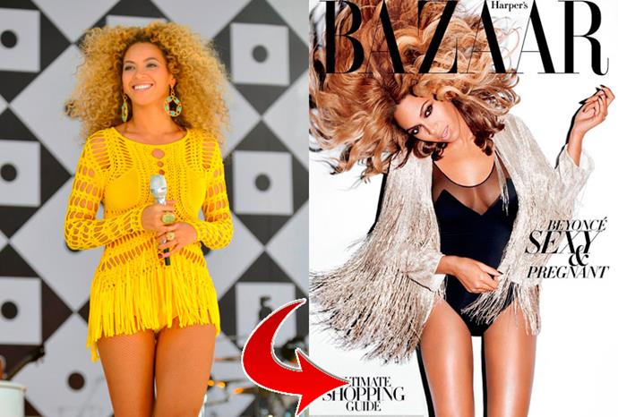 Beyonce Knowles had her famously curvy thighs slimmed down by US Harper's Bazaar.