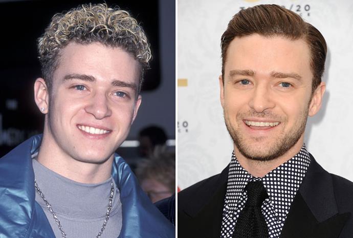 Justin Timberlake in 1999 and 2013.