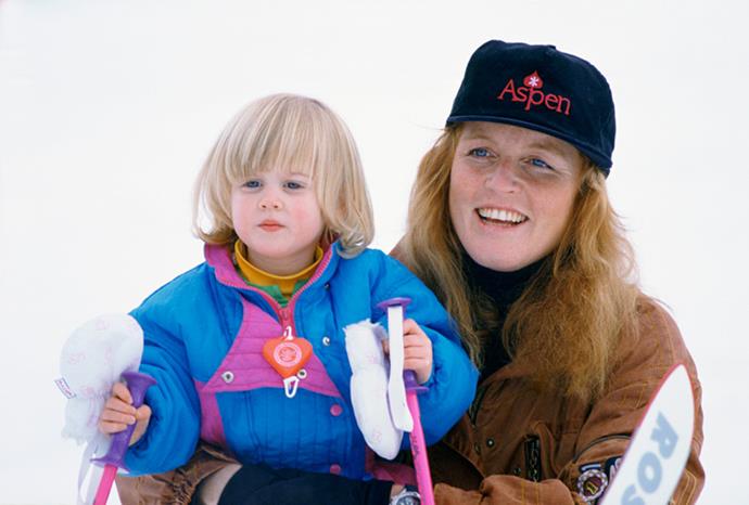 Fergie and Beatrice in Klosters in 1991.