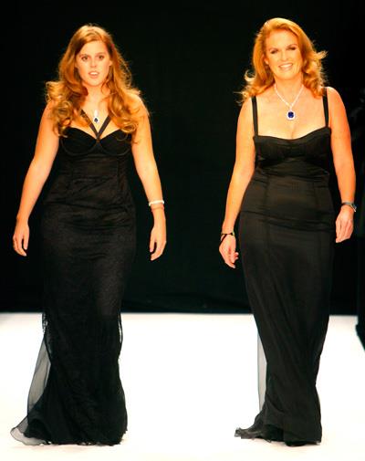 Beatrice and Fergie walk in the Fashion for Relief show in 2007.