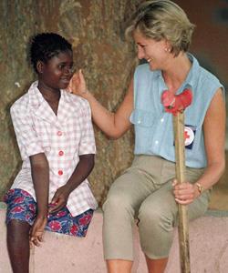 Diana, Princess of Wales visits orphans at the Red Cross Luanda Health Centre in Angola, Africa, in January 1997.