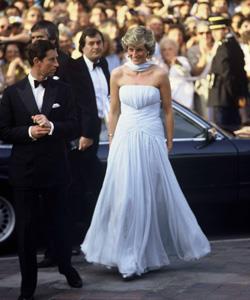 Looking every bit the Princess, Diana arrives for a screening at the 1987 International Cannes Film Festival in a classically feminine cream gown.