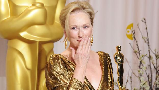 Meryl Streep with her best actress Oscar.