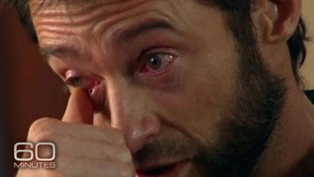Hugh Jackman crying