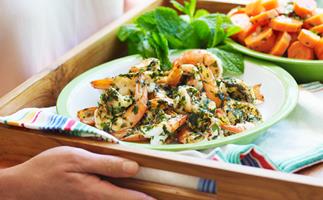 Barbecued prawns with Julie's chermoula