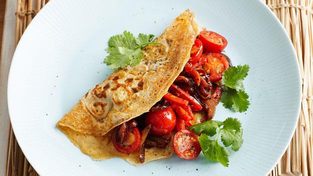 Start your day off on the right tastebuds with this delicious [spicy vegetarian omelette](http://www.womensweeklyfood.com.au/recipes/spiced-vegetable-omelettes-17945|target="_blank").