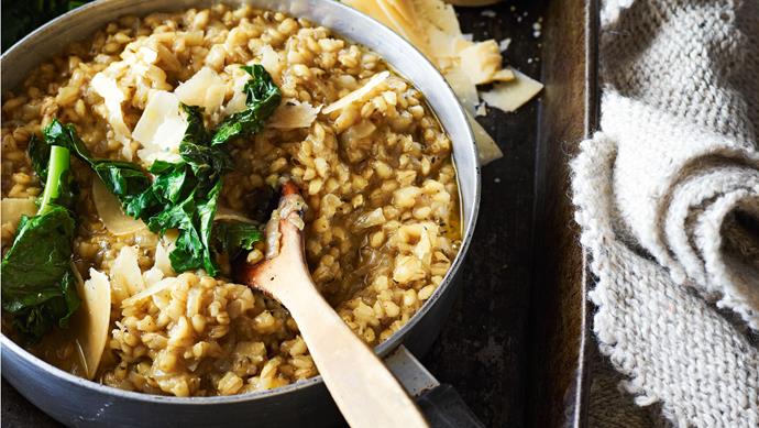 **[Barley risotto with wilted kale](https://www.womensweeklyfood.com.au/recipes/barley-risotto-with-wilted-kale-23925|target="_blank")**