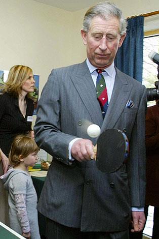Prince Charles playing table tennis in 2004.