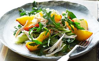 Chicken and peppered peach salad