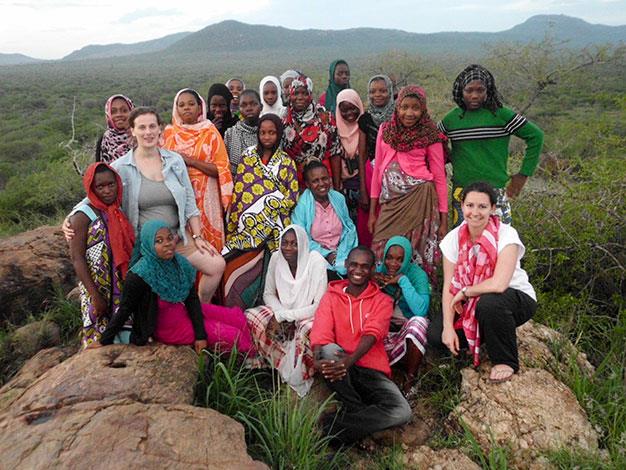 Muhaka Secondary School students take a hike with Susanna Matters (on left) and other Goods for Girls volunteers.