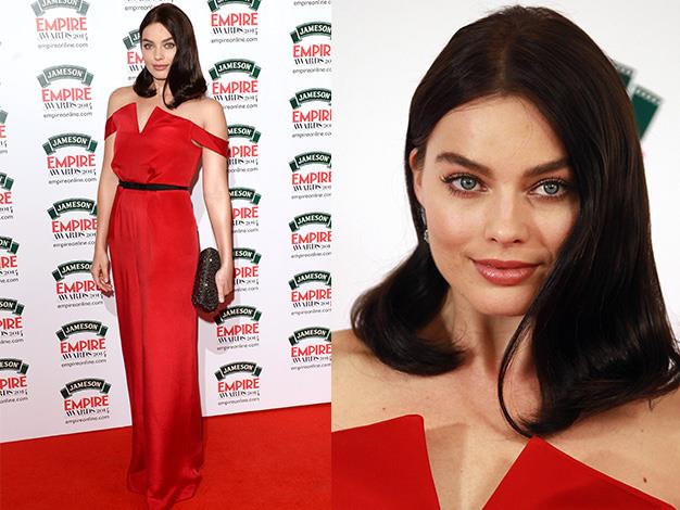 Margot looked gorgeous in a full-length red gown at the Jameson Empire Film Awards at The Grosvenor House Hotel.