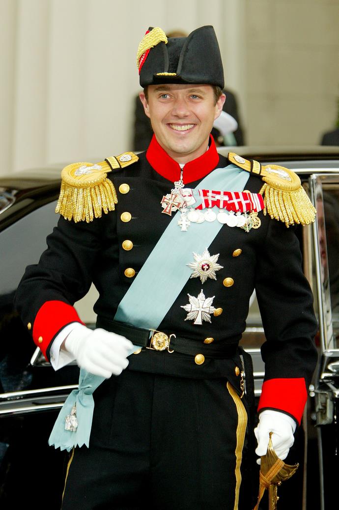 Prince Frederik was all smiles as he arrived for his wedding on May 14, 2004