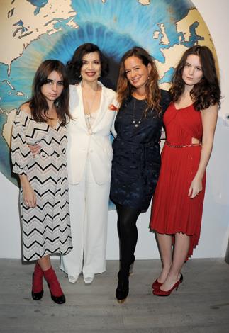 (L to R) Assisi Jackson, Bianca Jagger, Jade Jagger and Amba Jackson attend a charity art show together. "I had both my children at home. It came naturally to me," Jade once said in an interview. "My mother didn't find motherhood easy. I've heard her saying that."