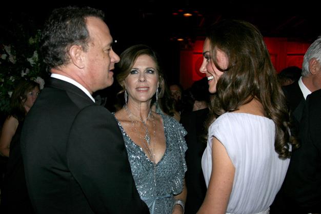 Duchess Catherine works her charms on Hollywood heavyweights, Tom Hanks and Rita Wilson.