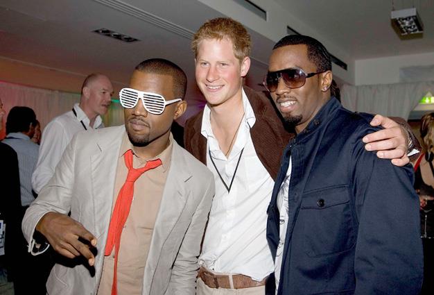 Kanye West and P Diddy looked pretty chuffed to meet a young Prince Harry at the Concert for Diana at Wembley Stadium in 2007.