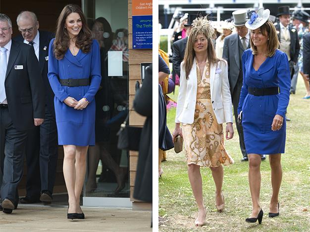Duchess Catherine borrowed her mum's blue dress for a royal outing in 2012, proving you're never too old to borrow mum's stuff!