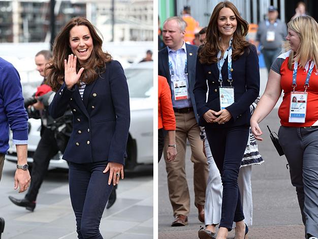 Kate wearing the Zara blazer during the Royal Tour of New Zealand and yesterday at the Commonwealth Games.