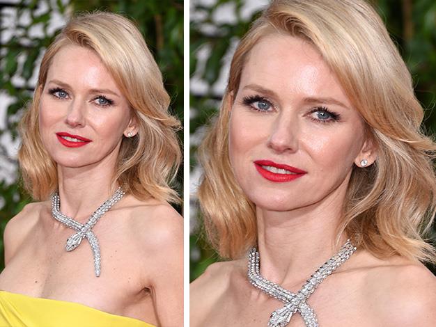 Actress Naomi Watts paired her bright yellow gown with a bold red lip and thick, luscious lashes. The new face of L'Oreal Paris certainly knows how to make a statement.
