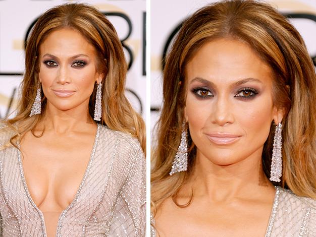 Singer and actress Jennifer Lopez was the typical pop star with her big hair and smoky eye. Great decision to go with the nude lip.