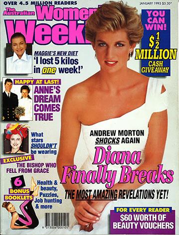 **1990s**
<br><br>
The 90s saw Aussie favourites Elle Macpherson and Ita Buttrose push out the old guard of Liz Taylor and Sophia Loren, and heartbreaking coverage of the death of the "People's Princess", Diana.