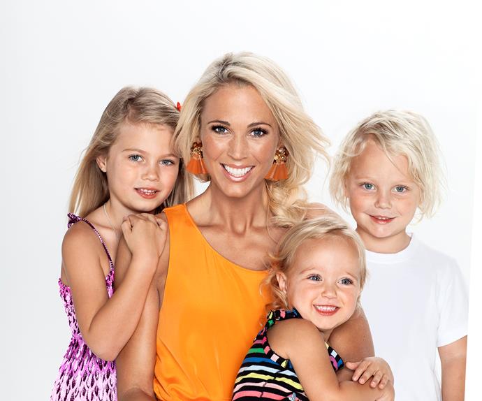 Bec Hewitt with her daughters Ava and Mia.