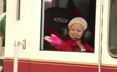 Fire fighters escort six-year-old girl to final chemotherapy session