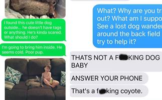 Wife tricks hubby into thinking she just 'adopted' a coyote, his freak out is gold