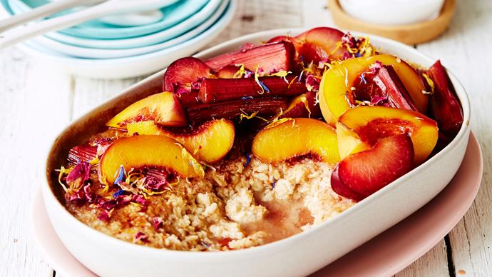 Baked oats recipe with stone fruit