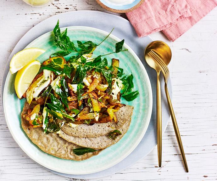 **[Turmeric dosa with green chilli potatoes](https://www.womensweeklyfood.com.au/recipes/dosa-recipe-30957|target="_blank")** These savoury pancakes originate from southern Indian cuisine, served here with deliciously spiced potatoes for a fibre-rich dinner or lunch. If making your own dosa, start this recipe 1 day ahead.
