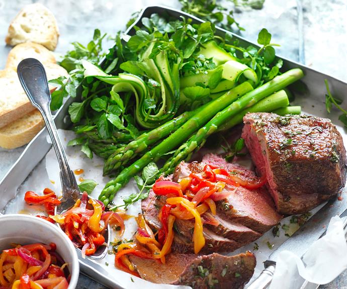 Roast veal with capsicum relish