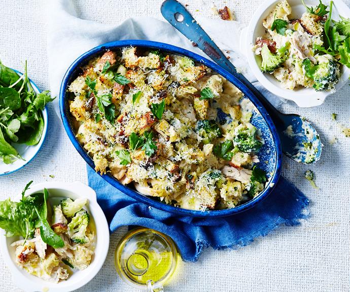 **[Chicken & broccoli bake with pangrattato topping](https://www.womensweeklyfood.com.au/recipes/chicken-and-broccoli-bake-16803|target="_blank")**

An easy, cheesy bake the whole family will enjoy.