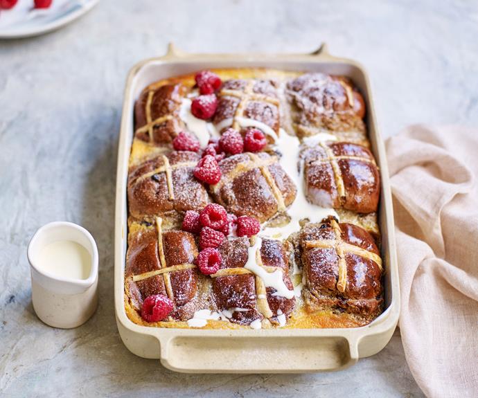 **[Easter hot cross bun pudding](https://www.womensweeklyfood.com.au/recipes/hot-cross-bun-pudding-recipe-23430|target="_blank")**

Who even has leftover hot cross buns though?