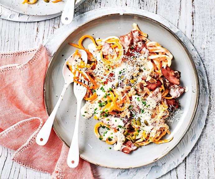 **[Creamy bacon pumpkin spaghetti](https://www.womensweeklyfood.com.au/recipes/pumpkin-pasta-recipe-31101|target="_blank")**

This recipe is great for those who are trying to reduce carbs from their diet.