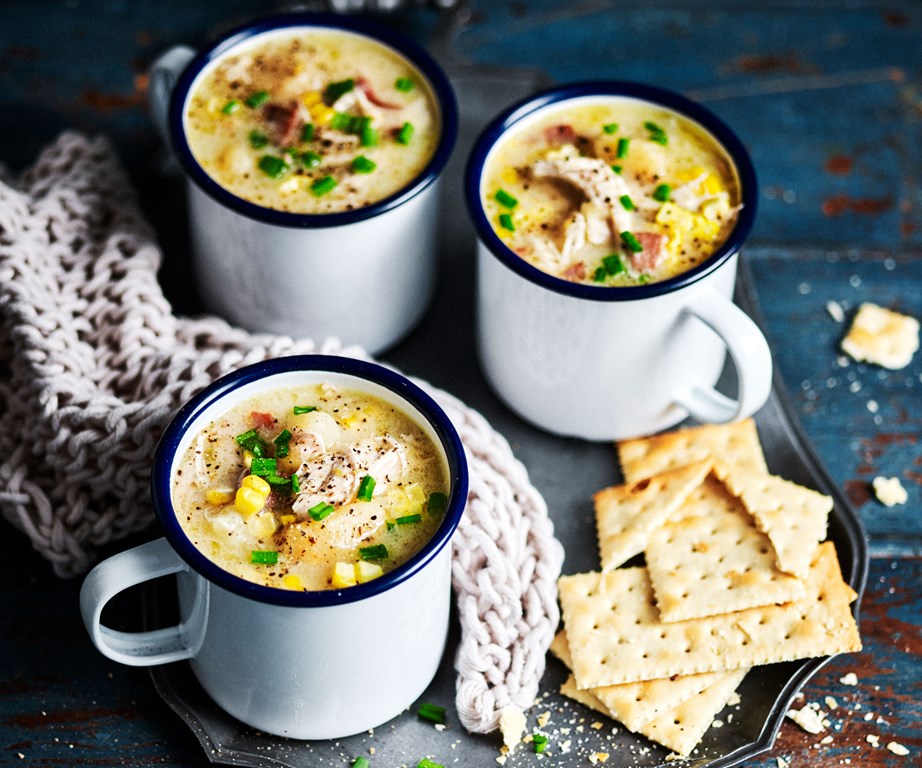Nothing beats a hearty bowl (or mug) of thick, savoury chowder. This [chicken and corn chowder](https://www.womensweeklyfood.com.au/recipes/slow-cooker-chowder-recipe-20669) recipe is the ultimate set-and-forget dinner.