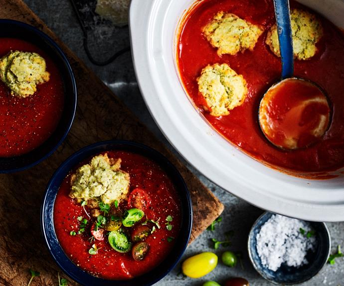 **[Slow cooker tomato soup recipe with basil dumplings](https://www.womensweeklyfood.com.au/recipes/slow-cooker-tomato-soup-recipe-3593|target="_blank")**

This slow cooker tomato soup recipe uses overripe tomatoes and 7 hours of cooking for a properly intense tomato flavour you can't miss!